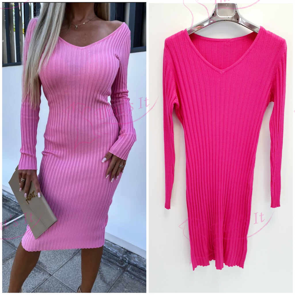 FUKSIA pikk midi kleit soonikkangast