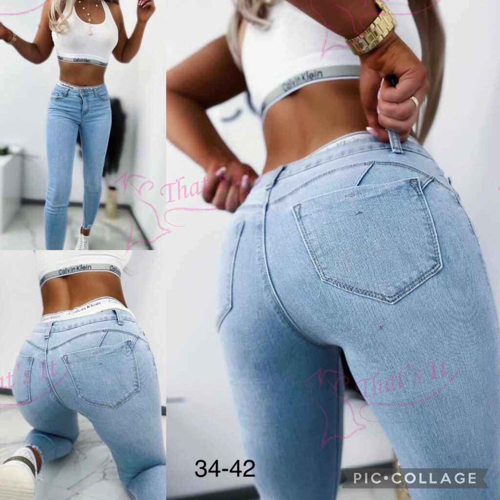Push-up stiilis helesinised teksad
